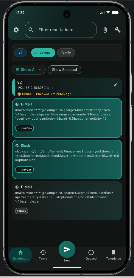 Apprise Mobile dashboard